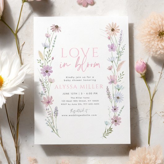 Invitation Pastel Wildflower Love in Bloom Bridal Shower