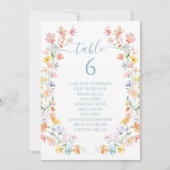 Invitation Pastel Wildflower Spring Wedding Table Number (Devant)