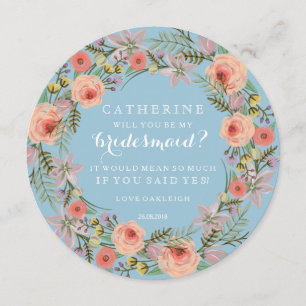 Invitation Pastel Wreath Seras-Tu Ma Porte-Maid  Bleu