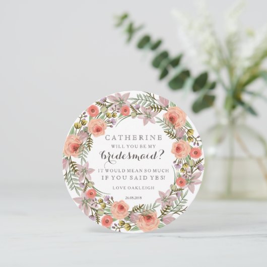 Invitation Pastel Wreath Seras-Tu Ma Serveuse D'Épouce (Debout devant)