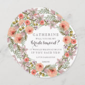 Invitation Pastel Wreath Seras-Tu Ma Serveuse D'Épouce (Devant / Derrière)