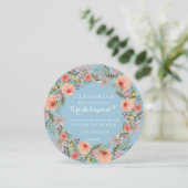 Invitation Pastel Wreath Seras-Tu Ma Serveuse D'Épouce | Bleu (Debout devant)