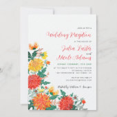 Invitation Pastel Yellow Spring Dahlia Réception de mariage (Devant)
