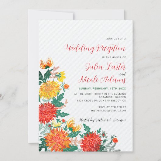 Invitation Pastel Yellow Spring Dahlia Réception de mariage (Devant)
