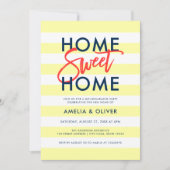 Invitation Pastel Yellow Stripes Bleu Fête de Ménage (Devant)