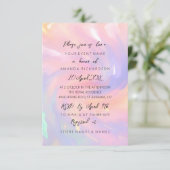 Invitation Pastels Holographiques Roses Mariage 16e (Debout devant)