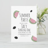 Invitation Pastèque Aquarelle Anniversaire Semences d'été (Debout devant)