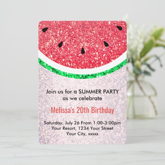 Invitation pastèque de fête d'été (Debout devant)