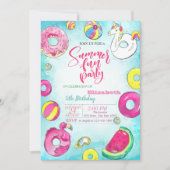Invitation Pastèque, Donuts, Fête d'anniversaire d'été (Devant)