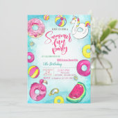 Invitation Pastèque, Donuts, Fête d'anniversaire d'été (Debout devant)
