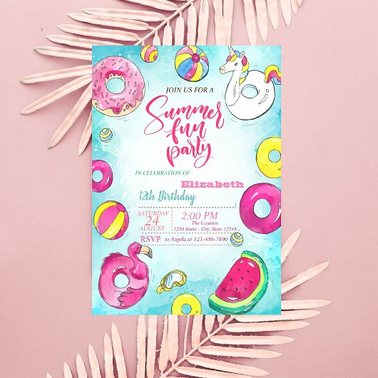 Invitation Pastèque, Donuts, Fête d'anniversaire d'été
