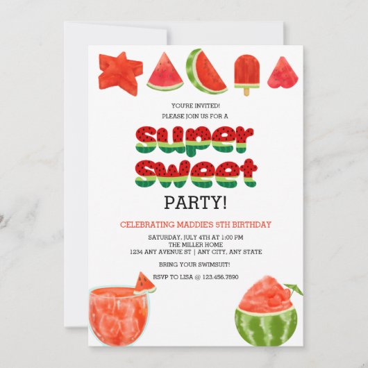 Invitation Pastèque | Fête d'été (Devant)