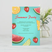 Invitation Pastèque Fraise Lime Fruits Fête d'Été (Debout devant)