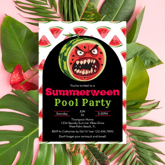 Invitation Pastèque Furieuse Drôle Summerween Fête de Piscine