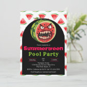 Invitation Pastèque Furieuse Drôle Summerween Fête de Piscine (Debout devant)