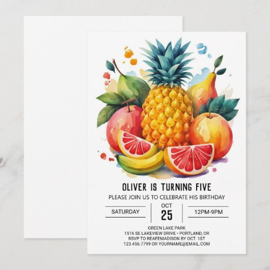 Invitation Pastèque Juicy Fruits modifiables Anniversaire (Devant / Derrière)