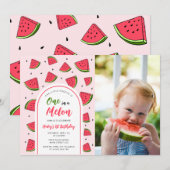 Invitation Pastèque Mignon Coup de Foudre 1er Anniversaire Bé (Devant / Derrière)