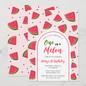 Invitation Pastèque Mignon Coup de Foudre 1er Anniversaire de (Devant / Derrière)