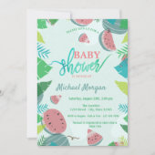 Invitation Pastèque mignonne, feuilles tropicales Baby Showe (Devant)