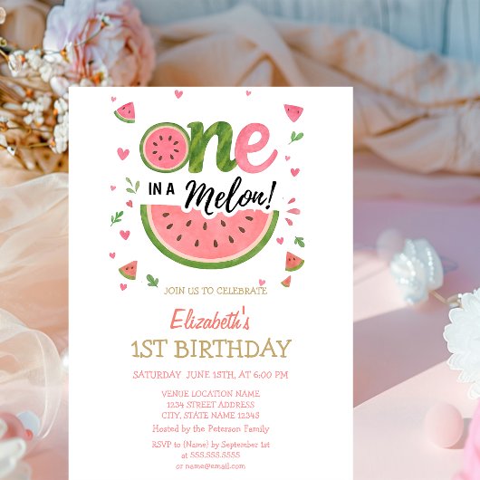 Invitation Pastèque One In A Melon 1er Anniversaire