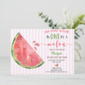Invitation Pastèque Rose Un Dans Un Melon 1er Anniversaire (Debout devant)