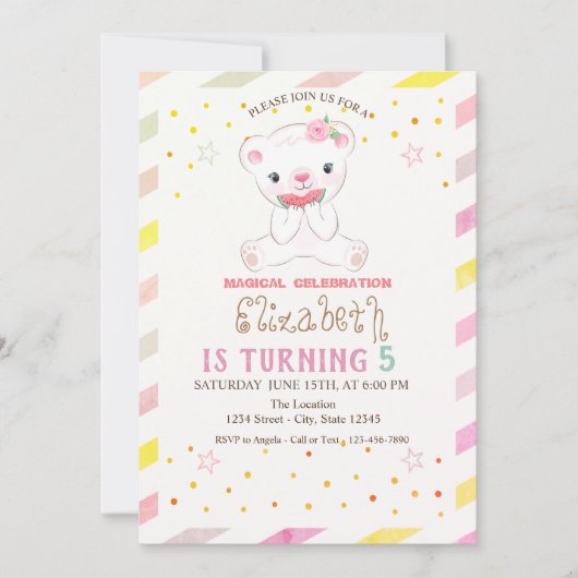Invitation Pastèque Teddy Bear Anniversaire (Devant)