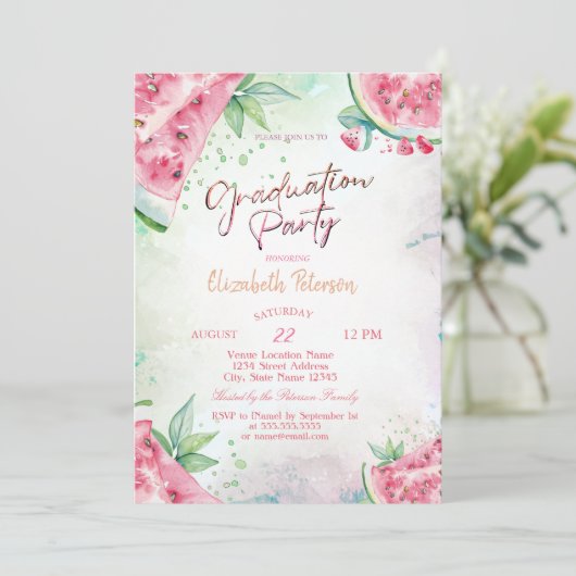 Invitation Pastèque tropicale Diplôme d'été (Debout devant)