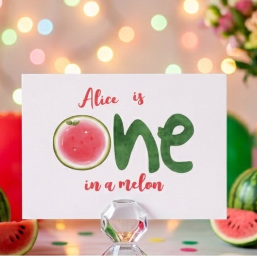 Invitation Pastèque un dans un melon premier Anniversaire