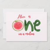 Invitation Pastèque un dans un melon premier Anniversaire (Devant)