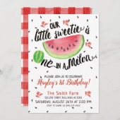 Invitation Pastèque UN dans une aquarelle de pastèque à carre (Devant / Derrière)