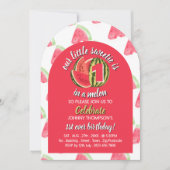 Invitation Pastèque vibrante, Un dans un melon, 1er anniversa (Devant)