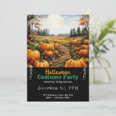 Invitation Patch de citrouilles et feuilles orange Halloween (Debout devant)