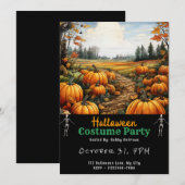 Invitation Patch de citrouilles et feuilles orange Halloween (Devant / Derrière)