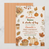 Invitation Patch de citrouilles Foin Feuilles Automne Premier (Devant / Derrière)