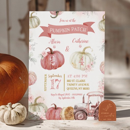 Invitation Patch de citrouilles roses Anniversaire conjoint d