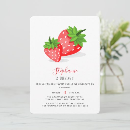 Invitation Patch fraise (Debout devant)