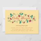 Invitation Patch fraise Sunshine Baby shower jaune (Devant)