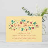 Invitation Patch fraise Sunshine Baby shower jaune (Debout devant)