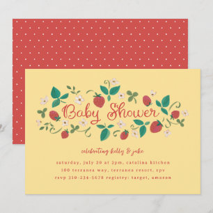 Invitation Patch fraise Sunshine Baby shower jaune