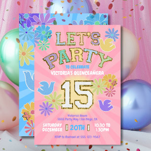 Invitation Patch Lettre Anniversaire Quinceañera Faisons la f
