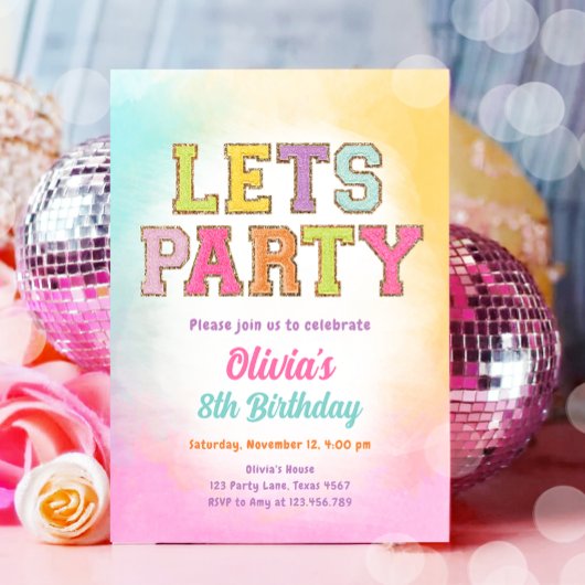 Invitation Patch Lettres Varsity Mode Preppy Ado Birthday