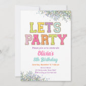 Invitation Patch Lettres Varsity Mode Preppy Ado Birthday (Devant)