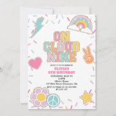 Invitation Patch Preppy dans les nuages pour un 9e anniversai (Devant)
