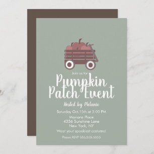 Invitation Patchs Citrouille simple Halloween Automne Evéneme