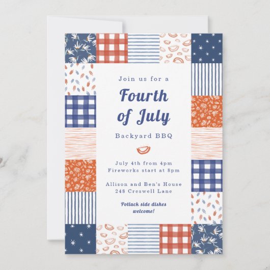 Invitation Patchwork 4 juillet BBQ (Devant)