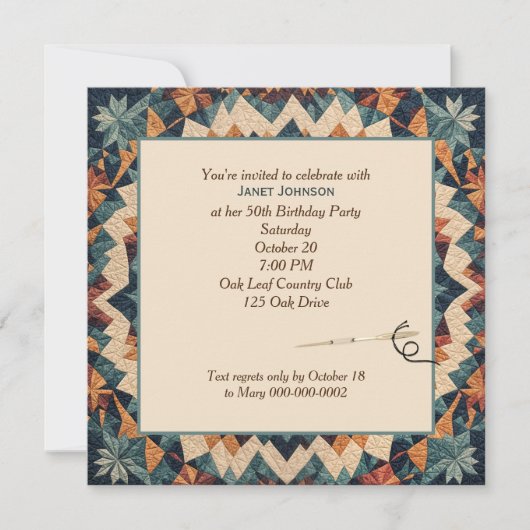 Invitation Patchwork à la vieille mode en motif de courtepoin (Devant)