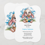 Invitation Patchwork de couture Cute Bunny & Baby shower Paci (Devant / Derrière)
