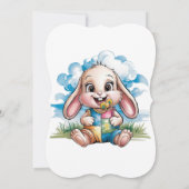 Invitation Patchwork de couture Cute Bunny & Baby shower Paci (Dos)