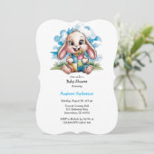 Invitation Patchwork de couture Cute Bunny & Baby shower Paci (Debout devant)