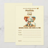 Invitation Patchwork Elephant “Growing Strong”   (Devant / Derrière)